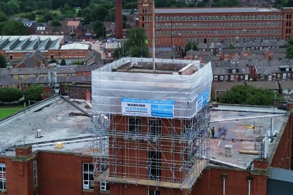 Commercial Scaffolding, Truss Out Scaffold System on Mill by Working Platforms