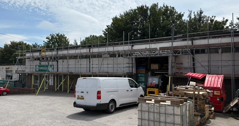 Scaffolding for Commercial Building in West Yorkshire - Hirsch Workshop Building Repairs in Heckmondwike