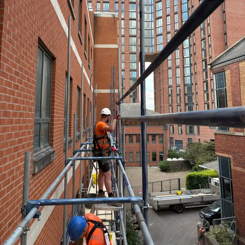 Safety for Scaffolders in a City Centre Environment - Scaffolders on platforms at Wellington Street erecting independent scaffold